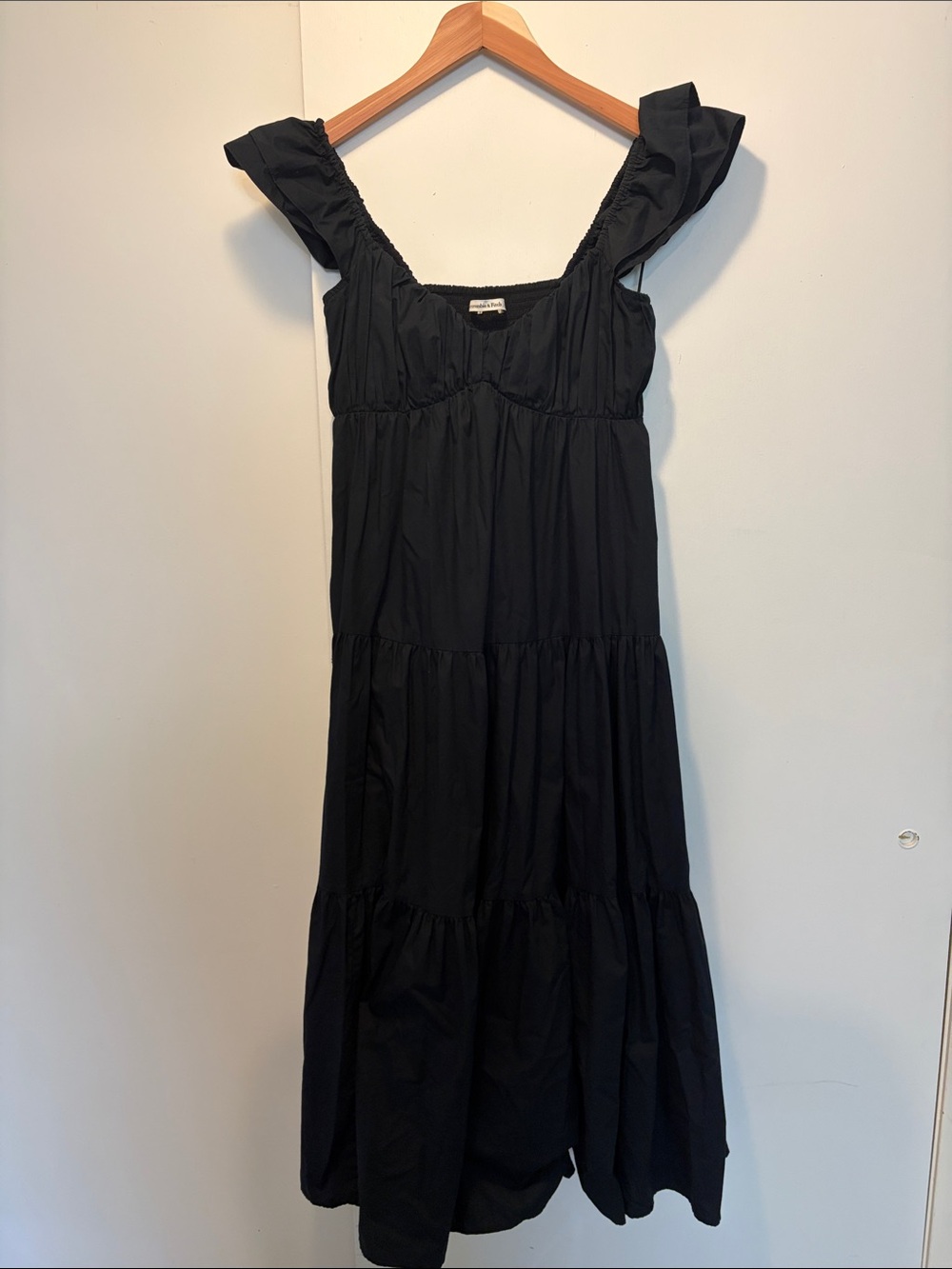 Abercrombie & Fitch Black Tiered Maxi Dress with Ruffle Straps